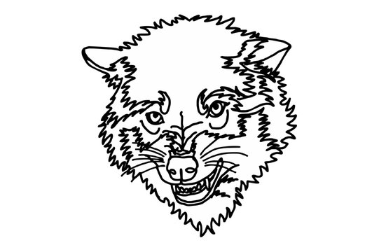 Wolf Head Line Art Vector