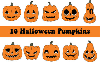 Jack O lantern Pumpkins Halloween Set