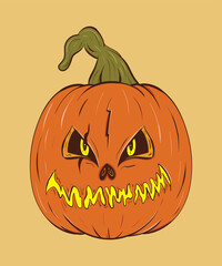 Evil halloween pumpkin illustration