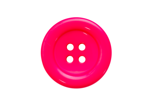 Isolated pink button on transparent surface
