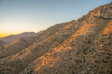 Beautiful landscape of a mountain range in Mount Lemmon Arizona at sunset