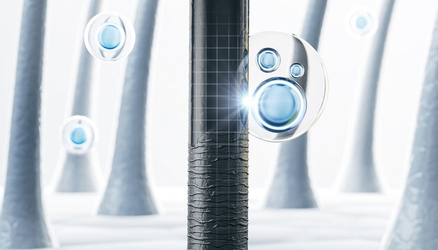 Hair treatment and Hair care Concept Background, Vitamin or Serum Shampoo,Damage hair Repair,3d rendering.