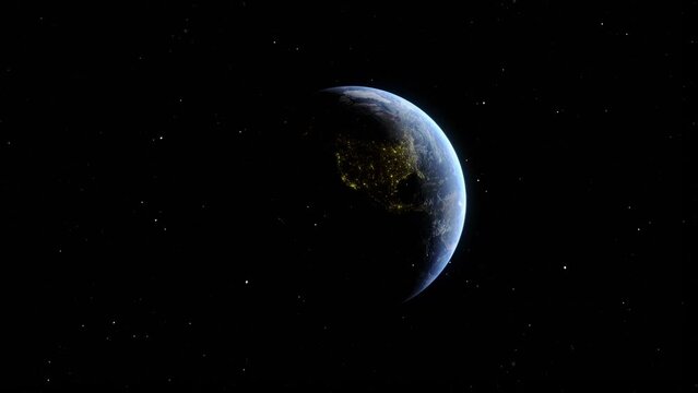 planet earth orbit view from space with America map in dark side
