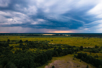Obraz premium black storm clouds drone view