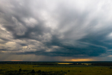 black storm clouds drone view
