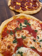 pizza on a board