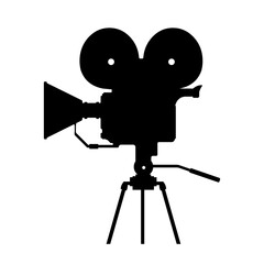 Retro Movie Film Camera Vector Icon Illustration Silhouette