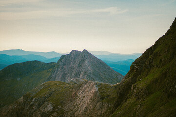 Views from Mount Snowdon in Wales and a summers day