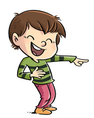 Illustration of boy laughing and pointing
