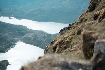 Views from Mount Snowdon in Wales and a summers day