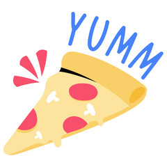 Pizza slice flat vector sticker 
