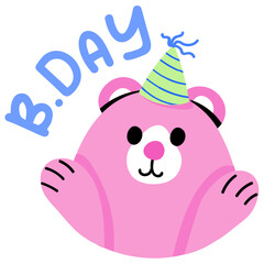 A flat sticker icon of Teddy birthday 