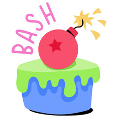 An editable flat sticker of birthday cake 