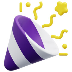 party popper 3d render icon illustration