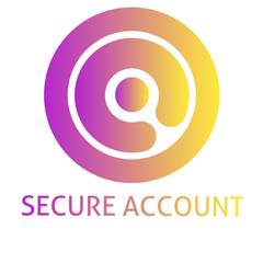 ilustrasi vektor logo perusahaan bidang keamanan, dengan warna gradasi ungu dan kuning