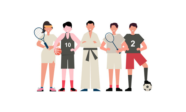 Summer sports of various athletes vector illustration