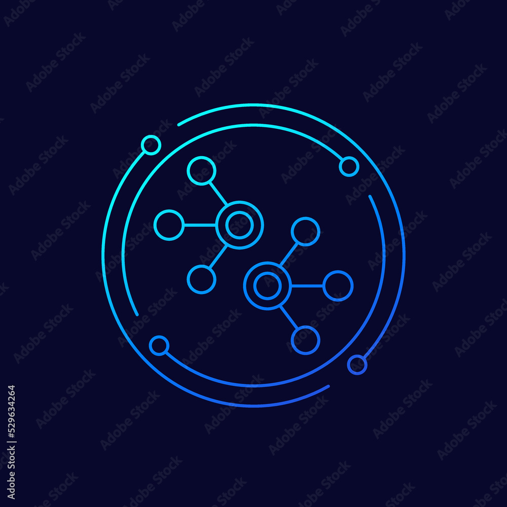 Poster nodes icon, linear vector design