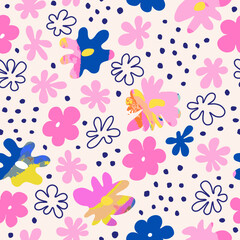 Seamless floral pattern.Modern abstract background with flowers for paper, wallpaper, cover, fabric and other uses. Vector illustration.
