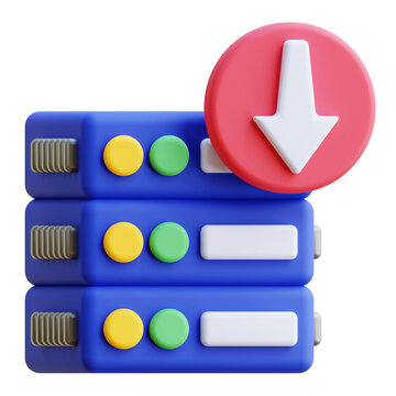 3D Rendering Server Down Icon Illustration