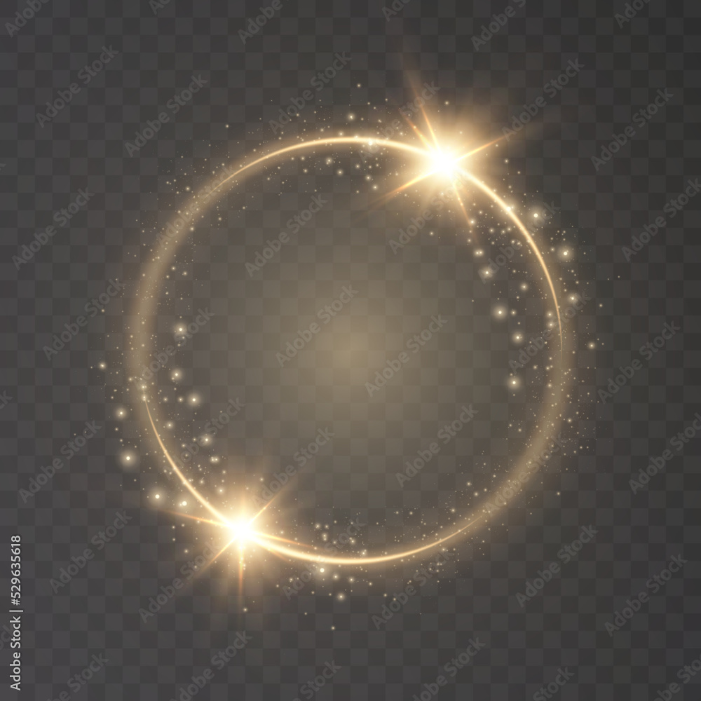 Poster light gold circle. round golden line light effect. glowing golden circle with neon effect. png. eps 