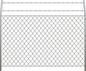 Metal chain link fences and Barbed Wire - Png Transparent 3D Image