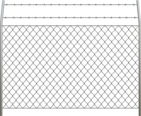 Metal chain link fences and Barbed Wire - Png Transparent 3D Image