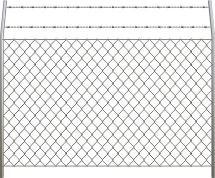 Metal Chain Link Fences And Barbed Wire - Png Transparent 3D Image