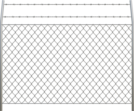 Metal chain link fences and Barbed Wire - Png Transparent 3D Image