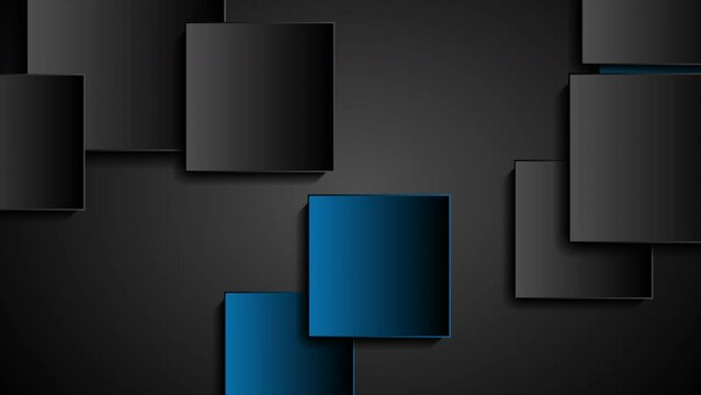 Black blue squares abstract tech geometric minimal background. Seamless looping motion design. Video animation Ultra HD 4K 3840x2160