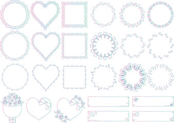 グラデーションカラーの線画フレームセット