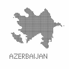 Fototapeta na wymiar Azerbaijan map with grunge texture in dot style. Abstract vector illustration of a country map with halftone effect for infographic. 
