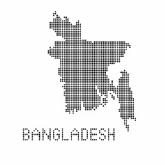 Fototapeta na wymiar Bangladesh map with grunge texture in dot style. Abstract vector illustration of a country map with halftone effect for infographic. 