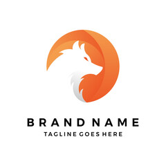 Fox wolf head logo design vector illustration
