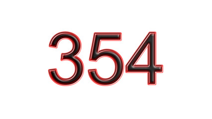 red 354 number 3d effect white background
