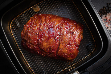 Raspberry chipotle glazed seitan ham in air fryer