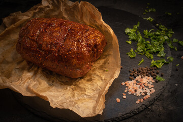 Raspberry chipotle glazed seitan ham