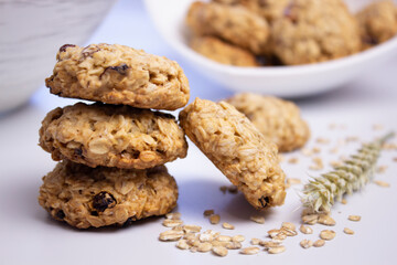 oatmeal cookies on a colored background