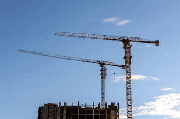 Tower crane construction cloud sky city high-rise buildings industry