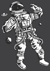 Fototapeta na wymiar black and white Astronauts illustration