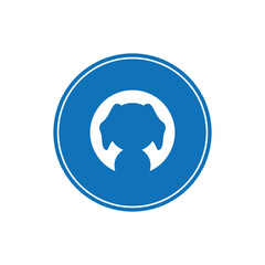 A little puppy silhouette inside an emblem