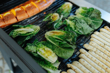 Vegan BBQ, grilled cos lettuce, or Romaine lettuce