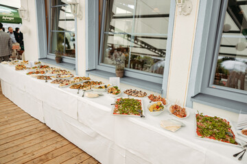 Delicious appetizers at a dinner party or wedding reception