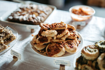 Delicious appetizers at a dinner party or wedding reception
