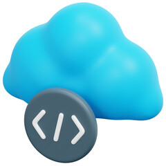 cloud coding 3d render icon illustration