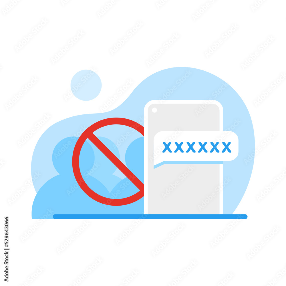 Poster don't share one time password (otp) or verification code concept illustration flat design vector eps