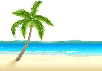 Obraz na płótnie Canvas Beach Island Cartoon Palm Tree Background