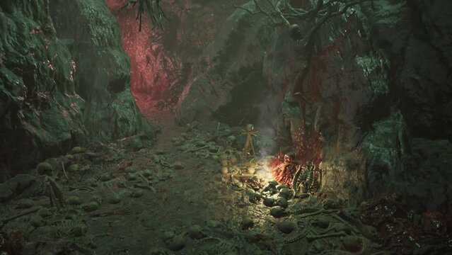 Human Sacrifices in a Mysterious Cave 3D Rendering Animations 4K