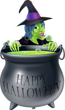 Halloween Witch and Cauldron