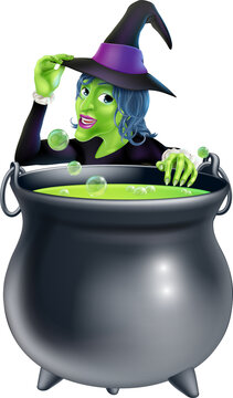 Halloween Witch and Cauldron