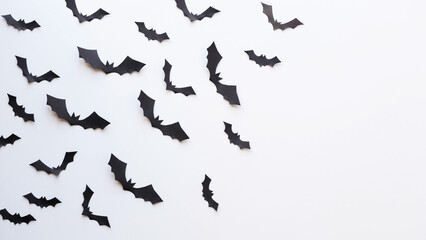 Fototapeta na wymiar Background for Halloween with black bats and place for text